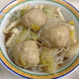 市販の肉団子と白菜春雨の中華煮